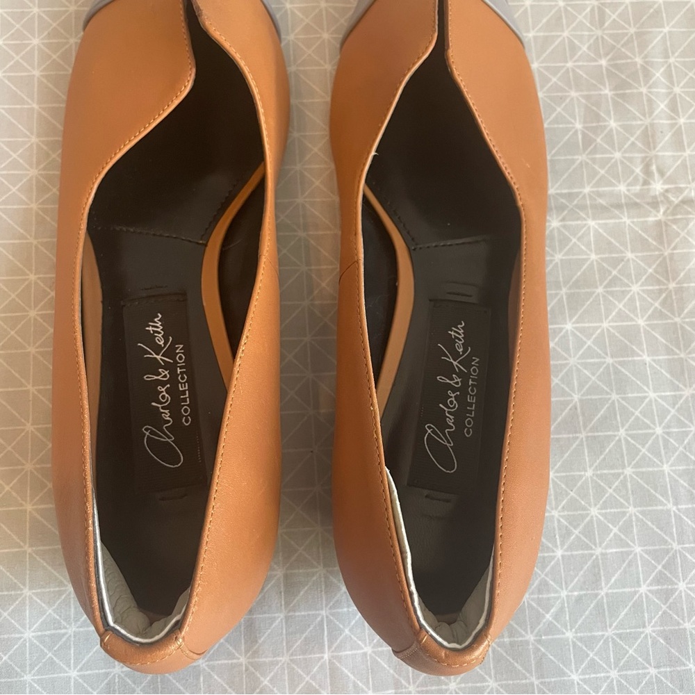 Charles & Keith Striped Pointed Toe Kitten Heel Flat 37 - Picture 6 of 8